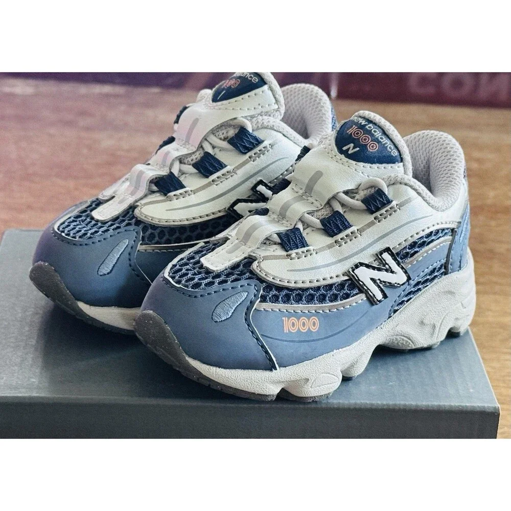 Toddler Size 5 New Balance 1000 Bungee Lace Blue Grey Medium IV1000PK NIB